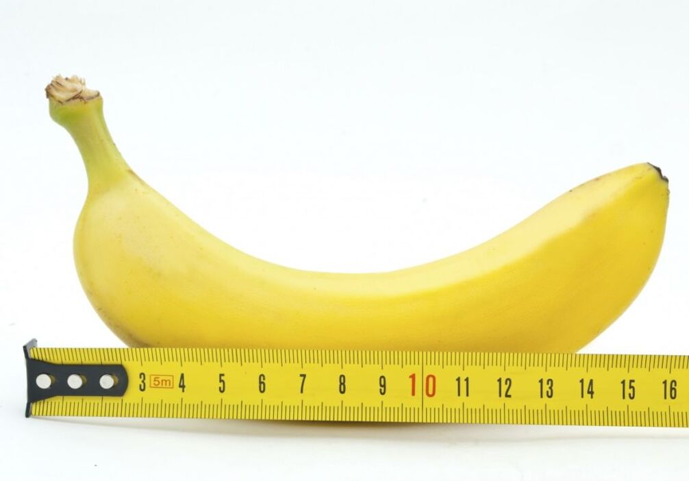 Η μέτρηση της μπανάνας συμβολίζει τη μέτρηση του πέους μετά από χειρουργική επέμβαση μεγέθυνσης